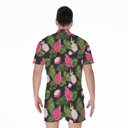 Tropical Pitaya Pattern Print Men's Rompers