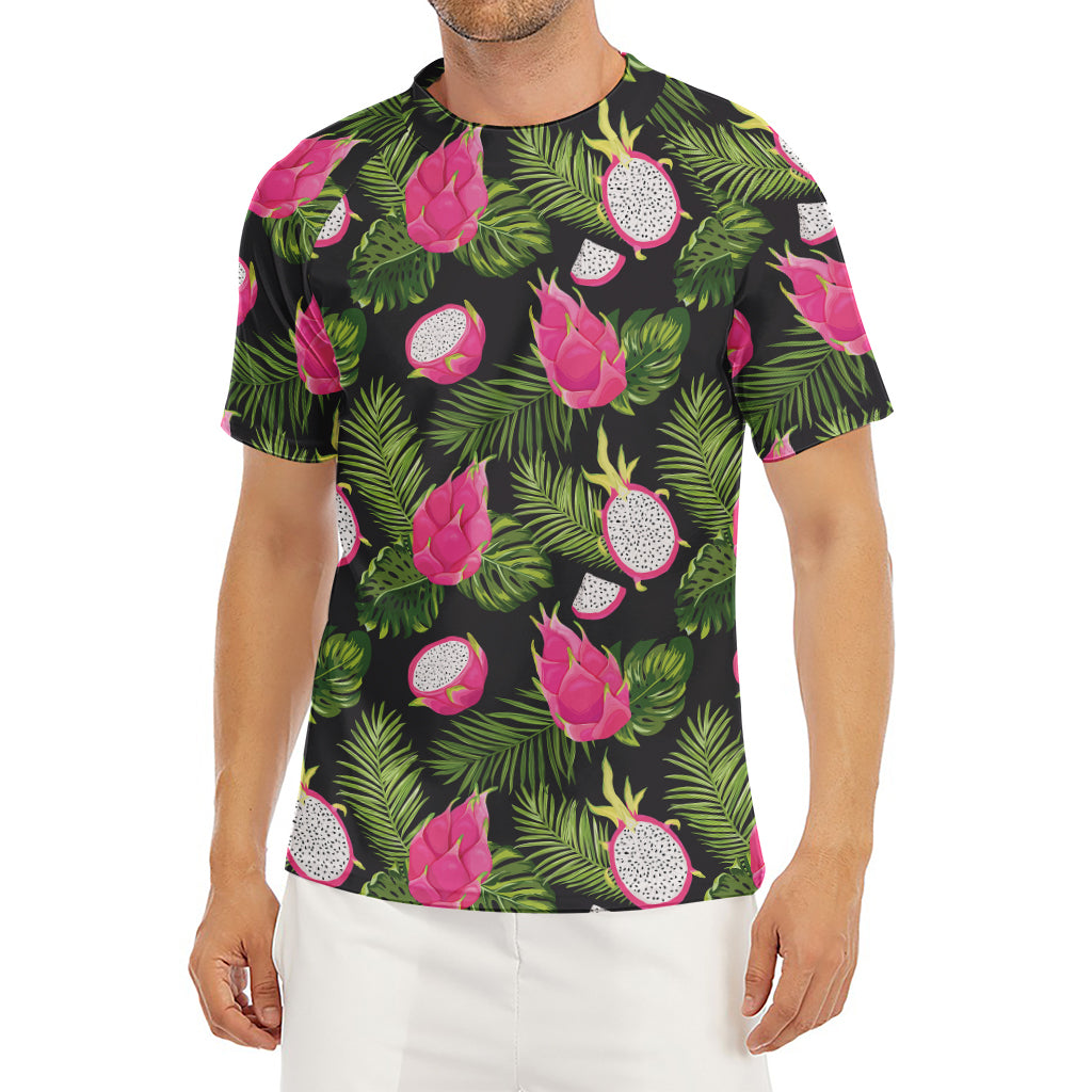 Tropical Pitaya Pattern Print Men's Short Sleeve Rash Guard