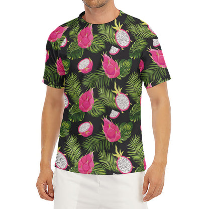 Tropical Pitaya Pattern Print Men's Short Sleeve Rash Guard