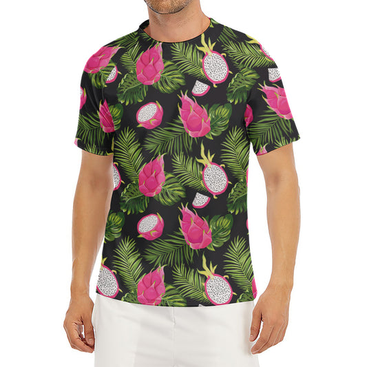 Tropical Pitaya Pattern Print Men's Short Sleeve Rash Guard