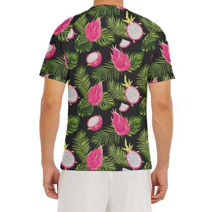 Tropical Pitaya Pattern Print Men's Short Sleeve Rash Guard
