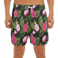 Tropical Pitaya Pattern Print Men's Split Running Shorts