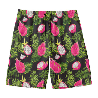Tropical Pitaya Pattern Print Men's Swim Trunks