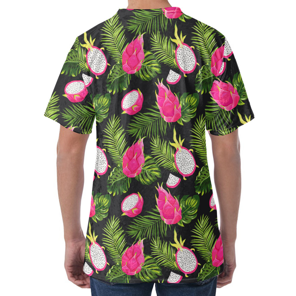 Tropical Pitaya Pattern Print Men's Velvet T-Shirt