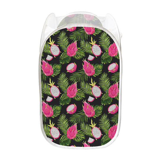 Tropical Pitaya Pattern Print Mesh Laundry Hamper