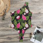 Tropical Pitaya Pattern Print One Shoulder Bodysuit