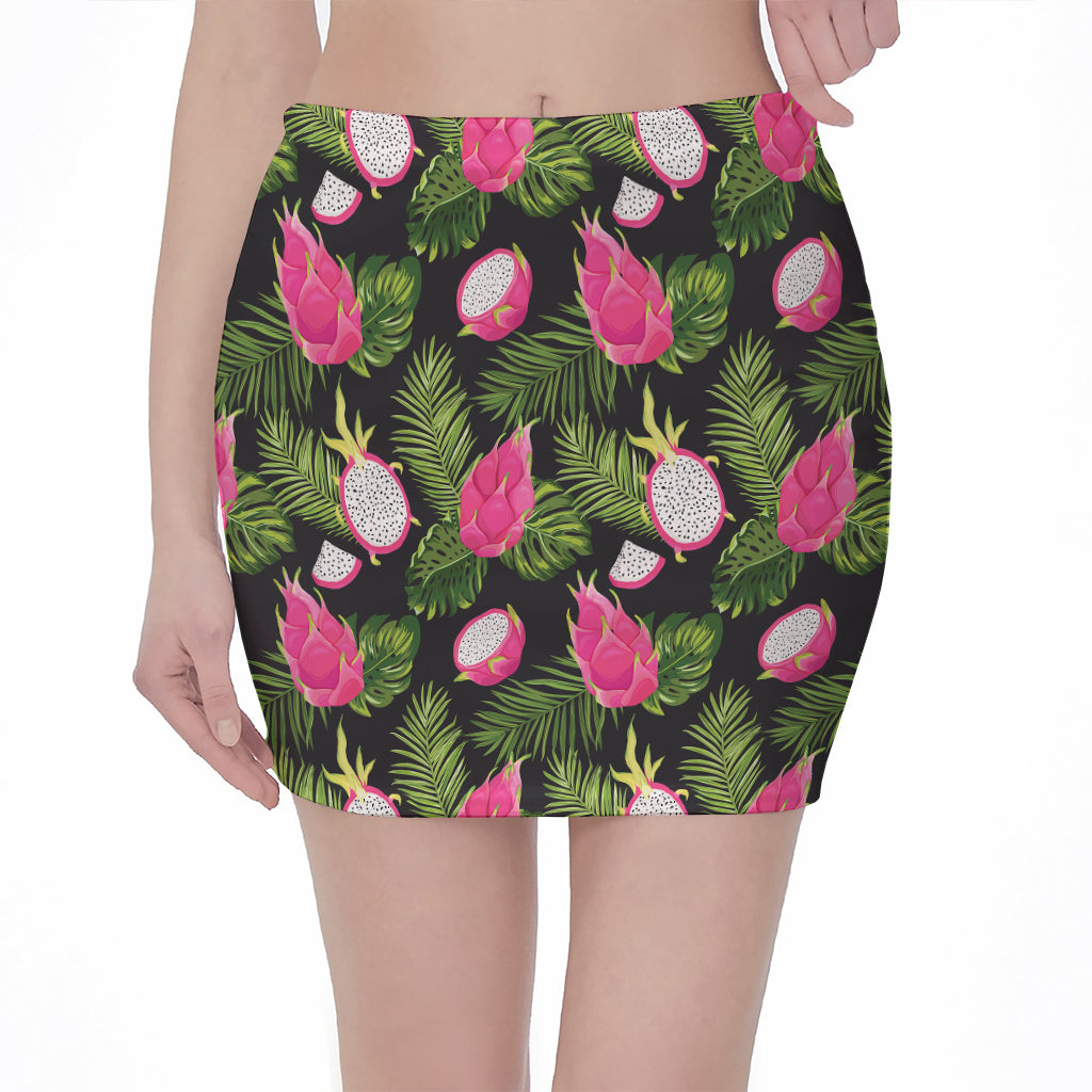 Tropical Pitaya Pattern Print Pencil Mini Skirt