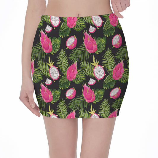 Tropical Pitaya Pattern Print Pencil Mini Skirt