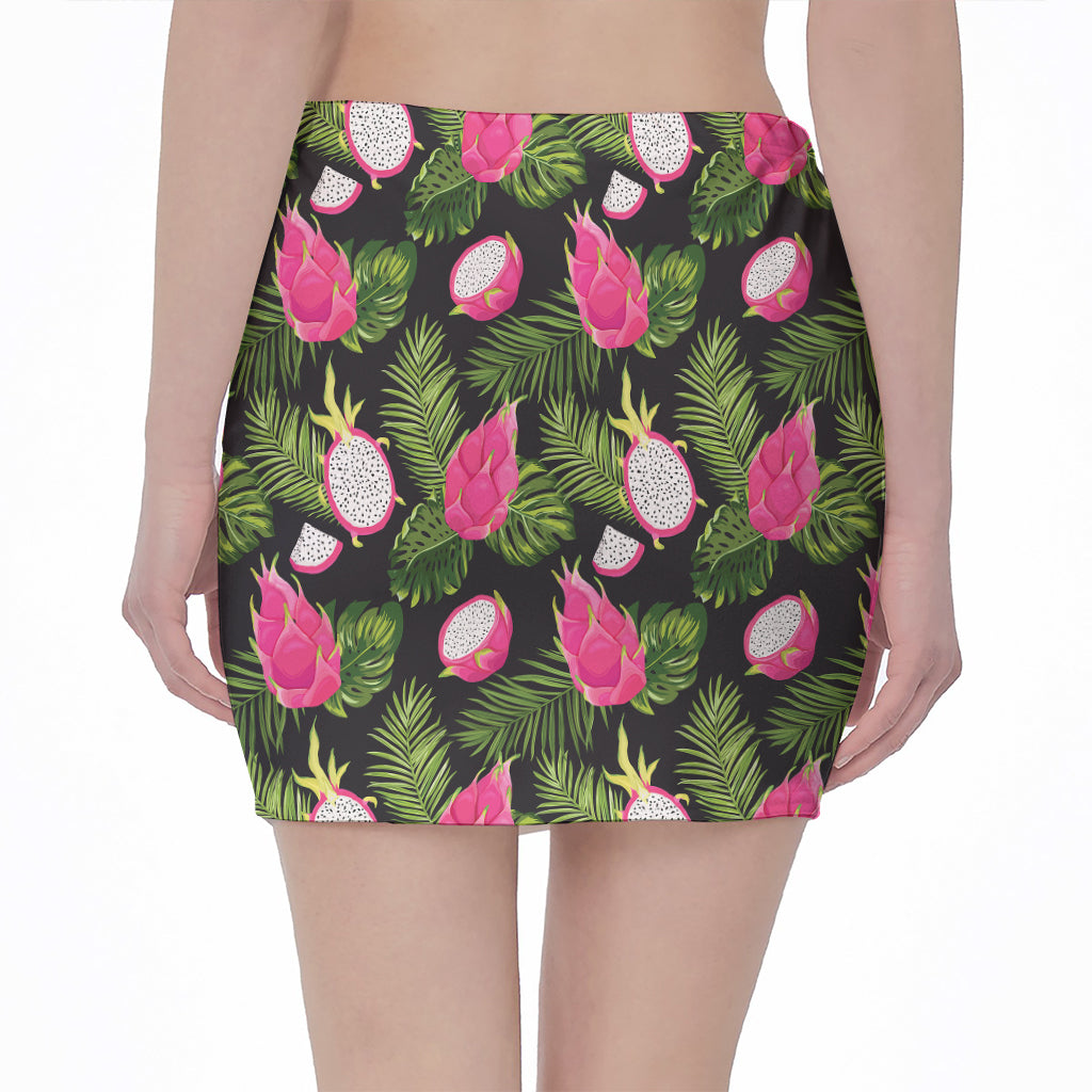 Tropical Pitaya Pattern Print Pencil Mini Skirt