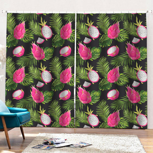 Tropical Pitaya Pattern Print Pencil Pleat Curtains