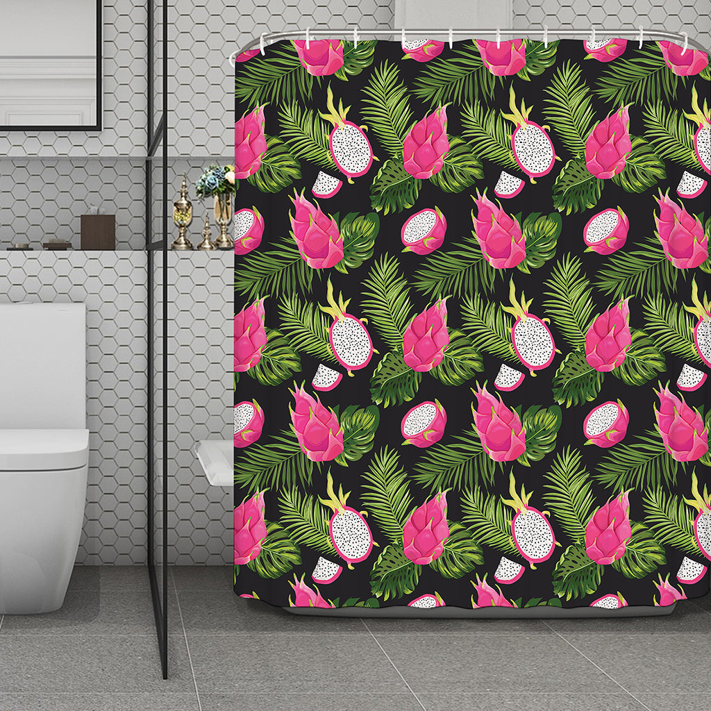 Tropical Pitaya Pattern Print Polyester Shower Curtain