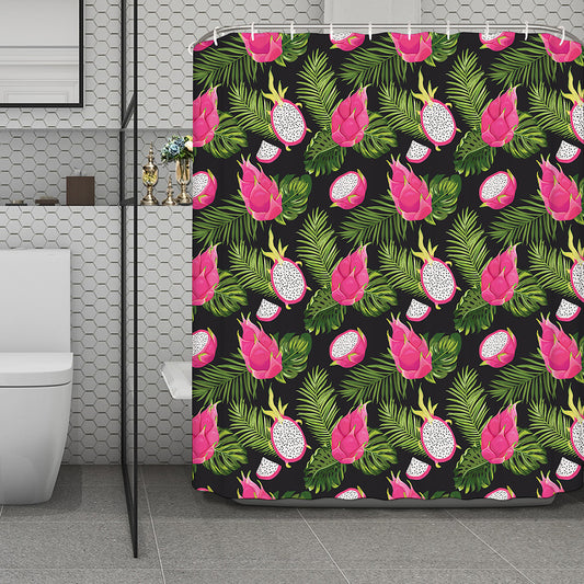 Tropical Pitaya Pattern Print Polyester Shower Curtain