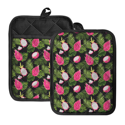 Tropical Pitaya Pattern Print Pot Holders With Pocket