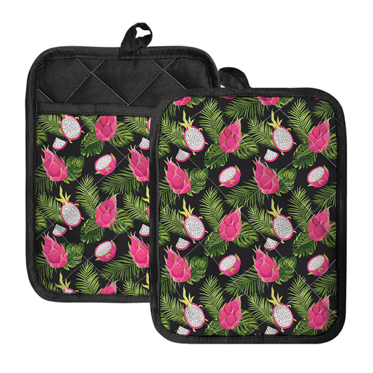 Tropical Pitaya Pattern Print Pot Holders With Pocket