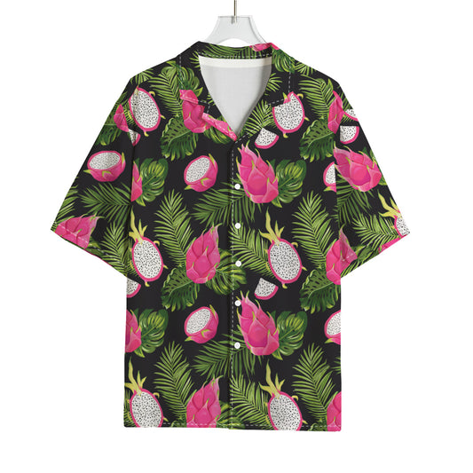 Tropical Pitaya Pattern Print Rayon Hawaiian Shirt