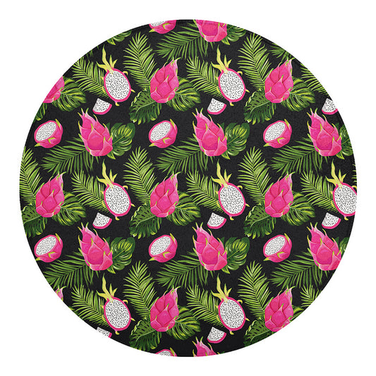 Tropical Pitaya Pattern Print Round Blanket