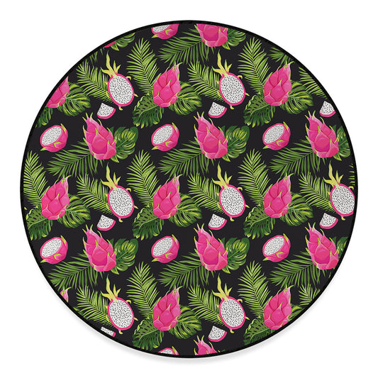 Tropical Pitaya Pattern Print Round Floor Mat