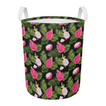 Tropical Pitaya Pattern Print Round Laundry Basket