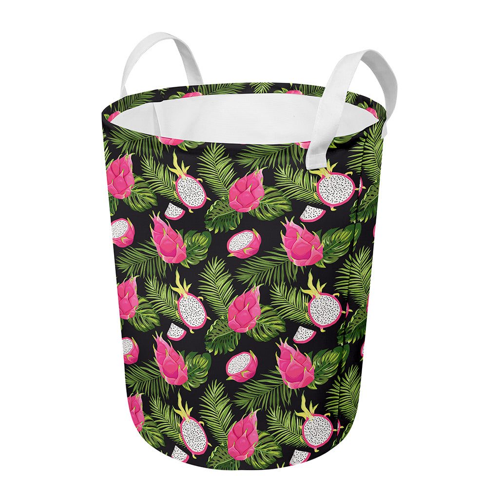 Tropical Pitaya Pattern Print Round Laundry Basket