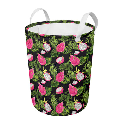Tropical Pitaya Pattern Print Round Laundry Basket