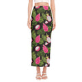 Tropical Pitaya Pattern Print Side Slit Maxi Skirt