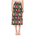 Tropical Pitaya Pattern Print Side Slit Midi Skirt