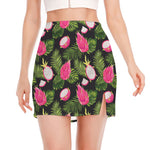 Tropical Pitaya Pattern Print Side Slit Mini Skirt