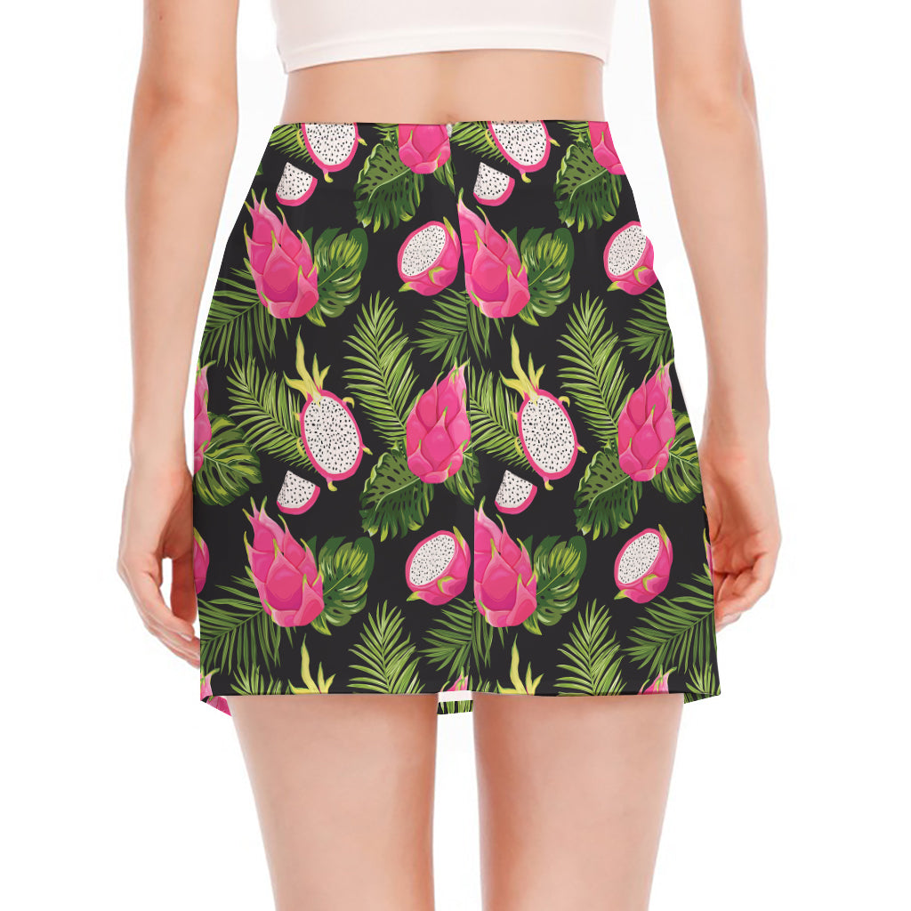 Tropical Pitaya Pattern Print Side Slit Mini Skirt