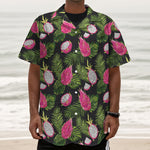 Tropical Pitaya Pattern Print Textured Short Sleeve Shirt