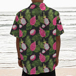 Tropical Pitaya Pattern Print Textured Short Sleeve Shirt