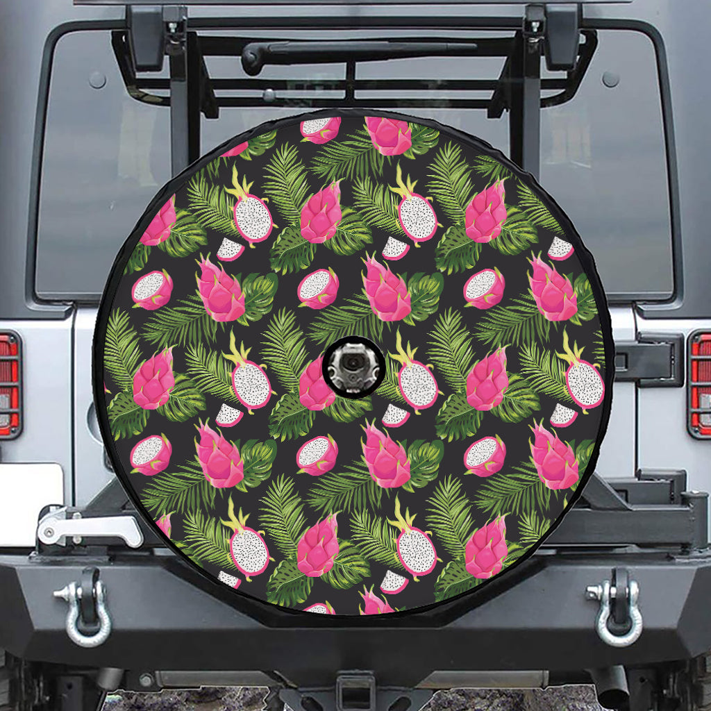 Tropical Pitaya Pattern Print Tire Cover With Camera Hole