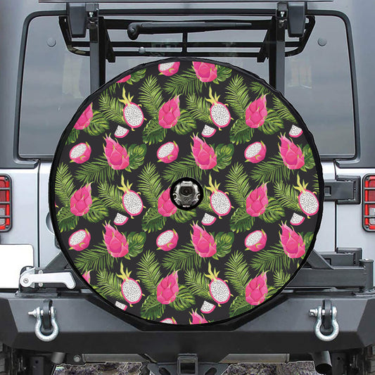 Tropical Pitaya Pattern Print Tire Cover With Camera Hole