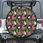 Tropical Pitaya Pattern Print Tire Cover With Camera Hole