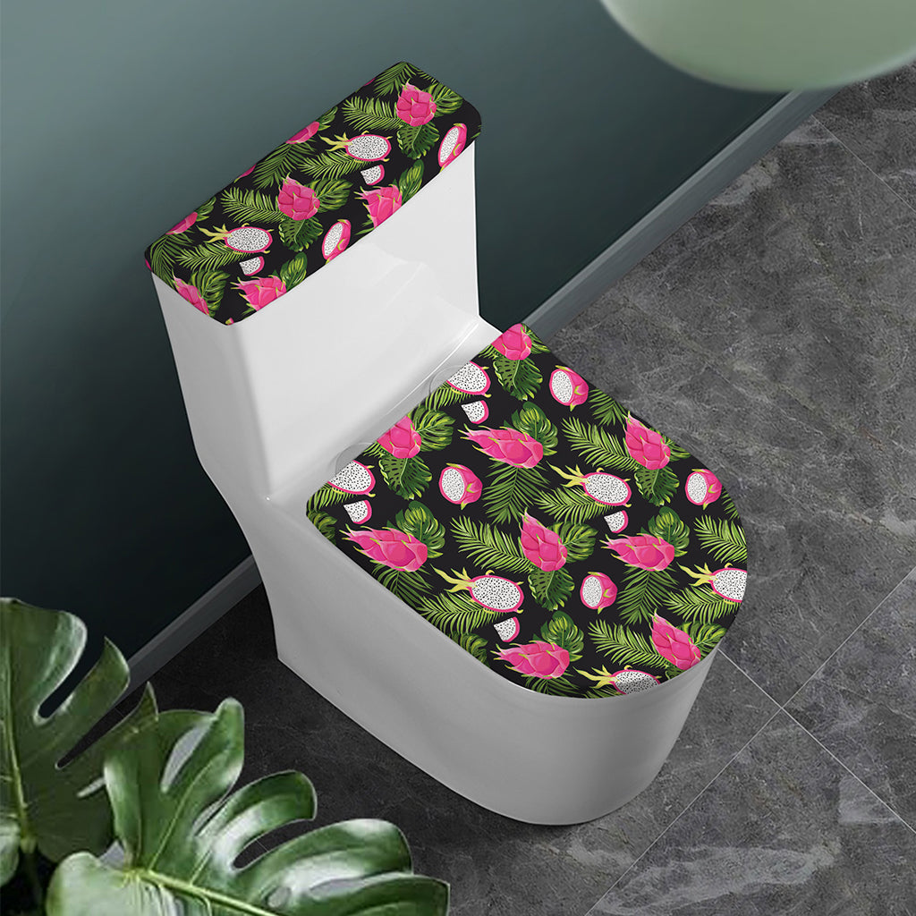 Tropical Pitaya Pattern Print Toilet Lid And Tank Cover Set
