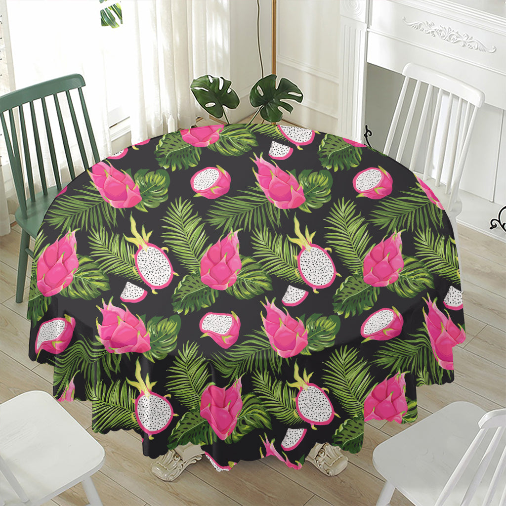 Tropical Pitaya Pattern Print Waterproof Round Tablecloth
