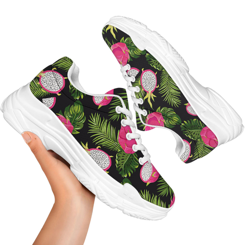 Tropical Pitaya Pattern Print White Chunky Shoes