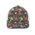 Tropical Pitaya Pattern Print White Mesh Trucker Hat