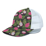Tropical Pitaya Pattern Print White Mesh Trucker Cap