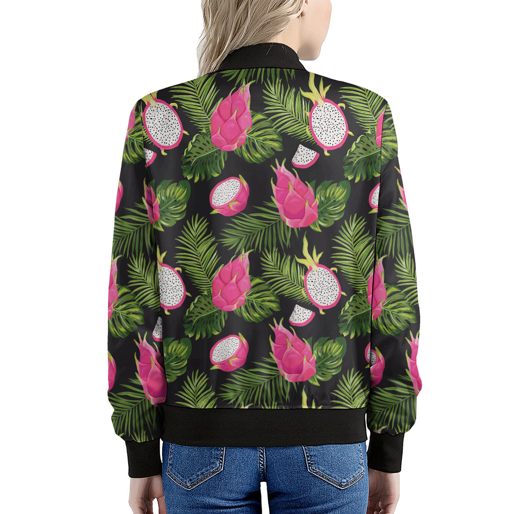 Tropical Pitaya Pattern Print Women's Bomber Jacket