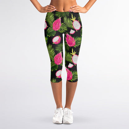 Tropical Pitaya Pattern Print Women's Capri Leggings