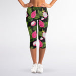 Tropical Pitaya Pattern Print Women's Capri Leggings