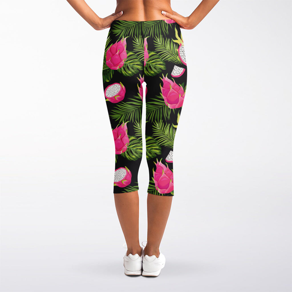 Tropical Pitaya Pattern Print Women's Capri Leggings