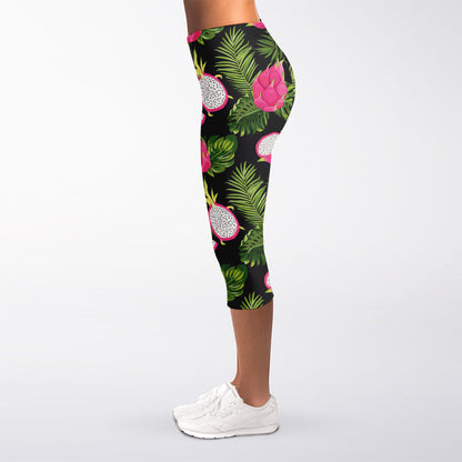 Tropical Pitaya Pattern Print Women's Capri Leggings
