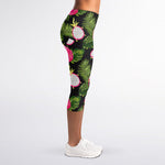 Tropical Pitaya Pattern Print Women's Capri Leggings