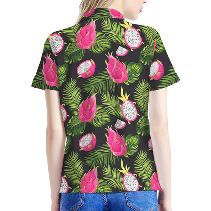 Tropical Pitaya Pattern Print Women's Polo Shirt