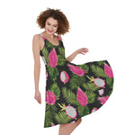 Tropical Pitaya Pattern Print Women's Sleeveless Dress