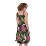 Tropical Pitaya Pattern Print Women's Sleeveless Dress