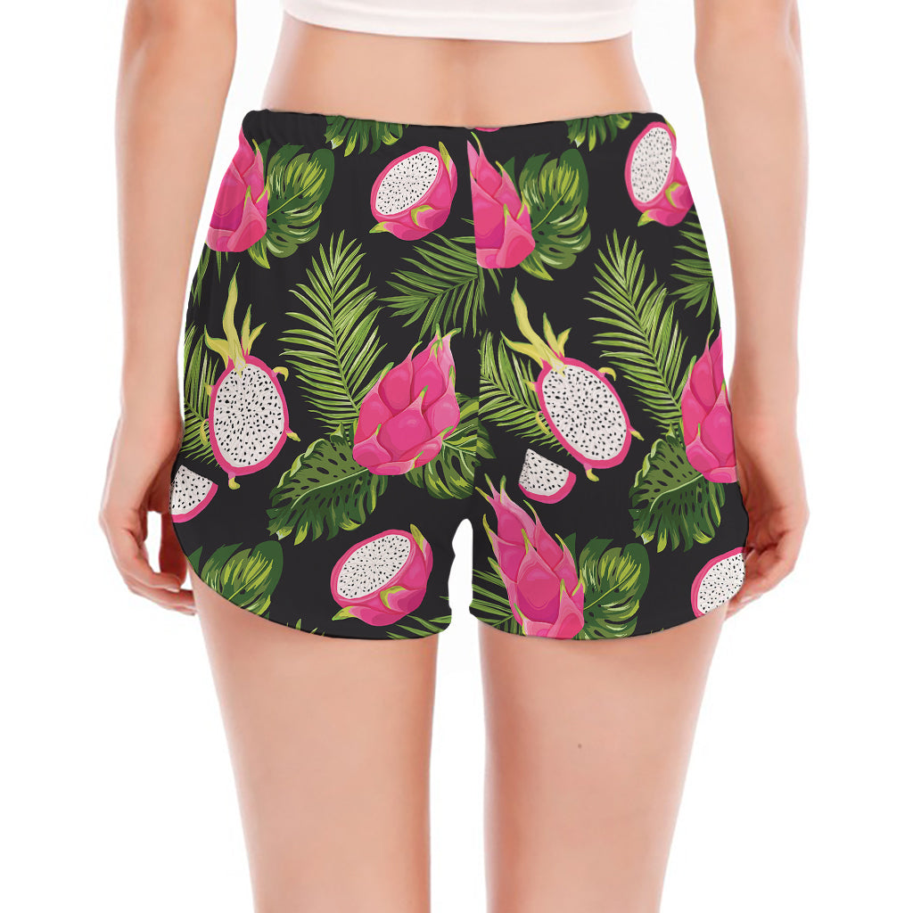 Tropical Pitaya Pattern Print Women's Split Running Shorts