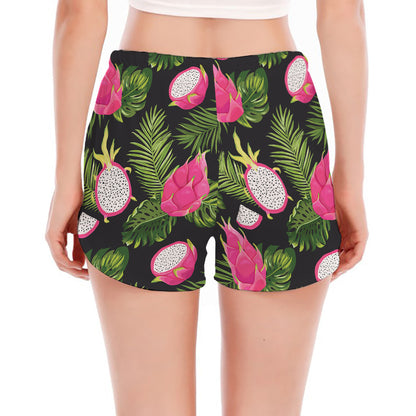 Tropical Pitaya Pattern Print Women's Split Running Shorts