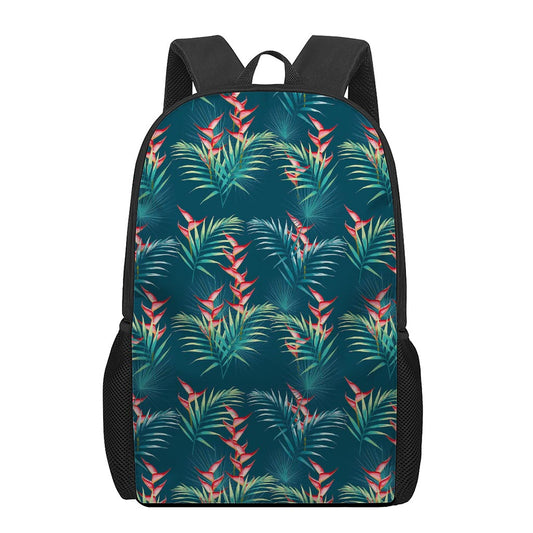 Tropical Plants Hawaii Pattern Print 17 Inch Backpack